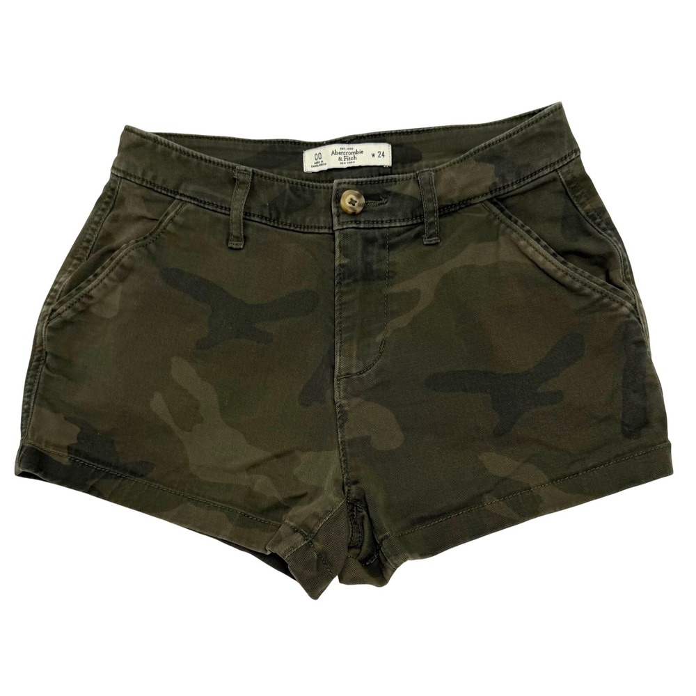 Y2K Abercrombie & Fitch Camo Shorts Women's 00/24 Mid Riss Chino Style Stretch